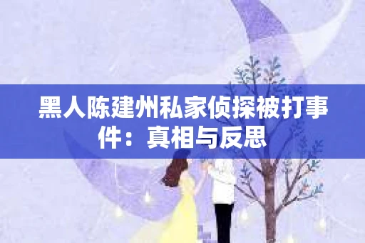 黑人陈建州私家侦探被打事件：真相与反思