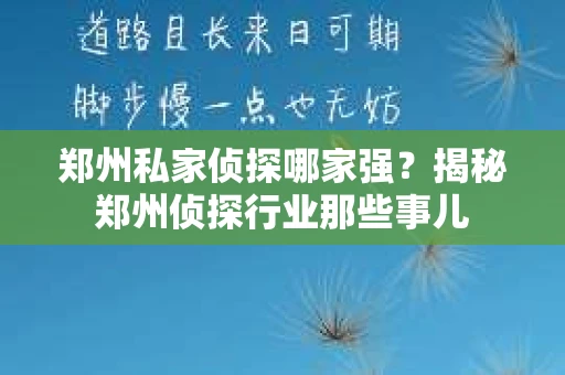 郑州私家侦探哪家强？揭秘郑州侦探行业那些事儿