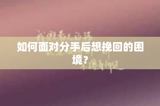 如何面对分手后想挽回的困境？