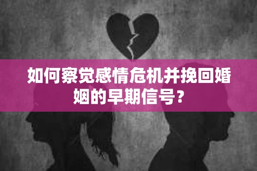 如何察觉感情危机并挽回婚姻的早期信号？